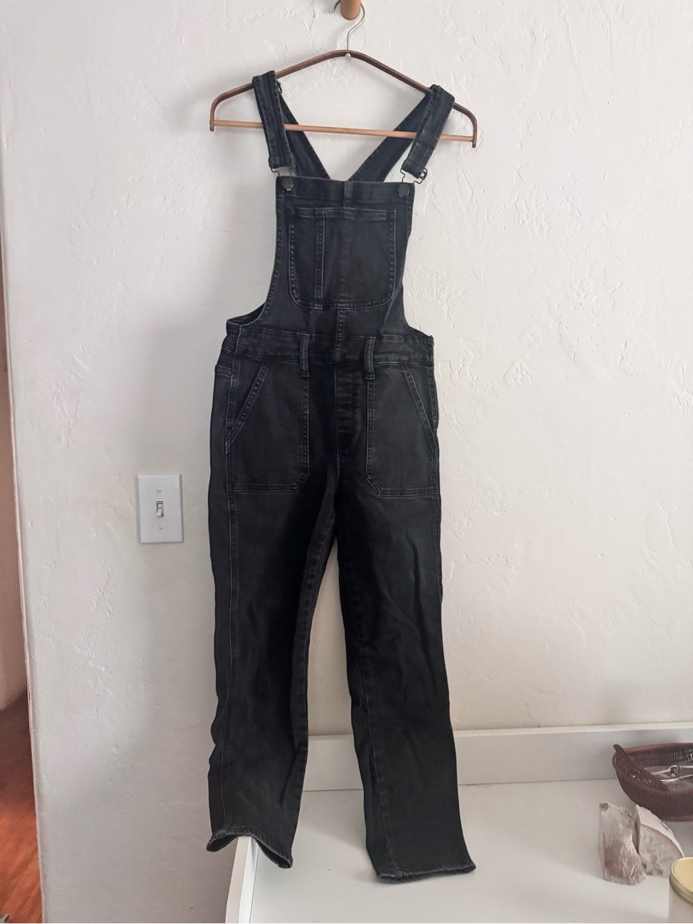 Madewell Black Denim Bib Overalls